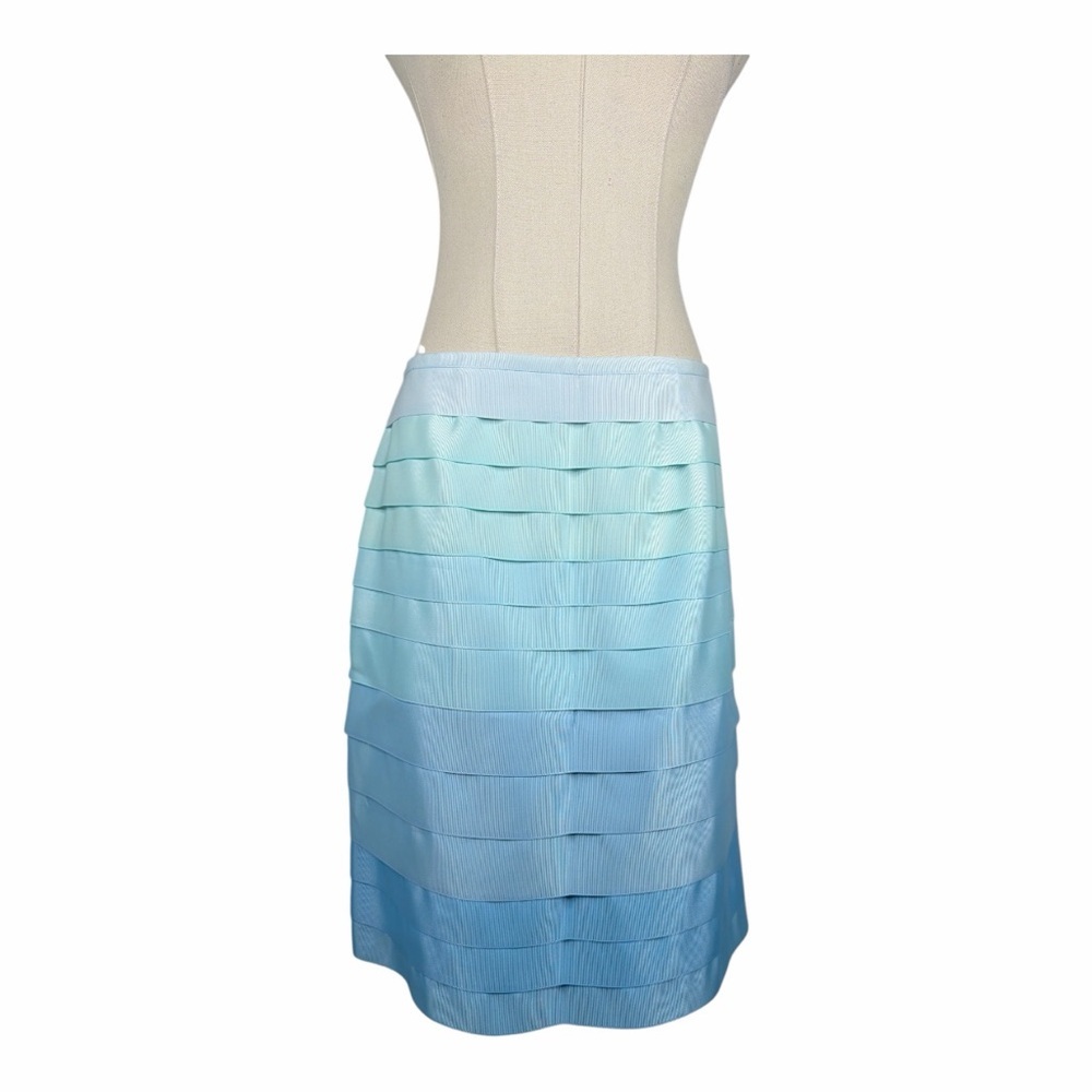 J. McLaughlin Blue Ombre Sadie Layered Ribbon Knee-Length Skirt Sz. 6
